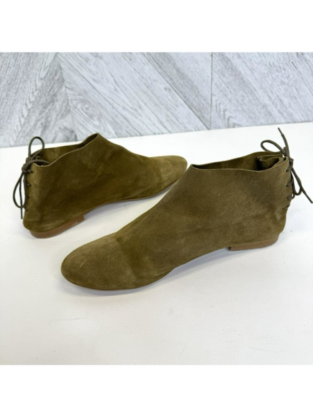 Shoe the Bear Suede Ankle Booties Shoes Back Lace Olive Green Women EU 41 US 10 - Picture 7 of 10